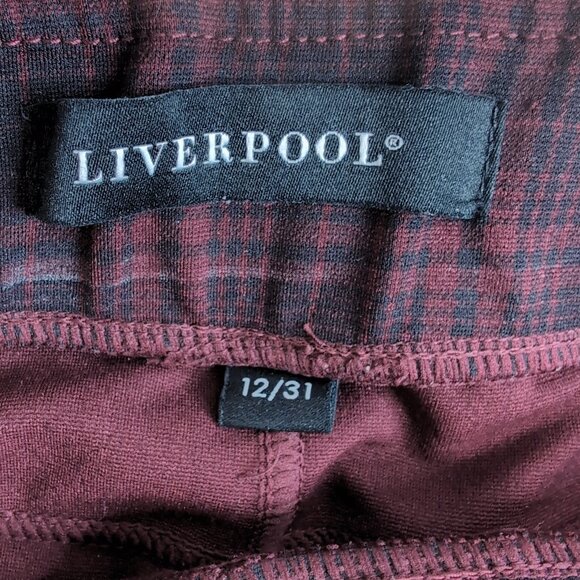 Liverpool Women's Maroon/Black Rosette Plaid Jeggings, US 12 - Picture 3 of 7